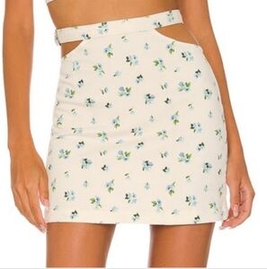 NWT Revolve WeWoreWhat Cut Out  Mini Skirt Ivory Watercolor Ditsy Floral